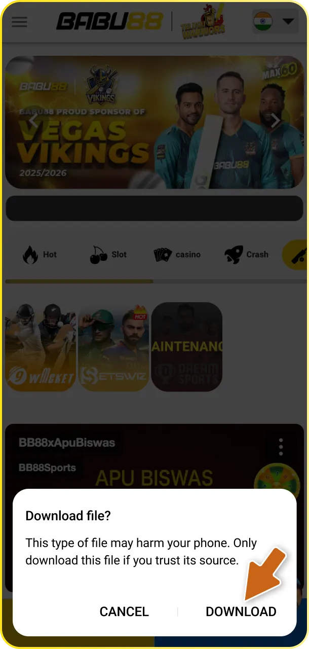 Click to proceed when you agree to download in the pop-up notification on your device.