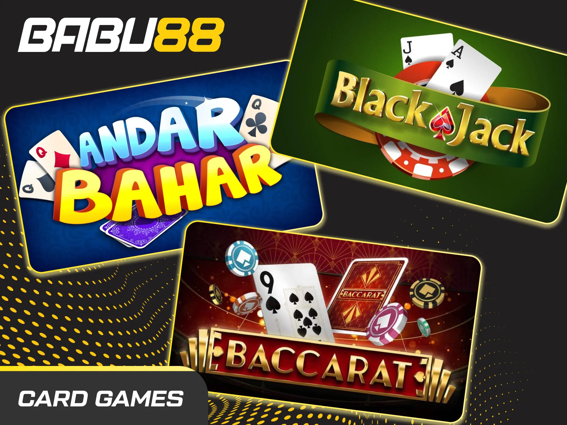Play strategy-based card games against the dealer at the Babu88 casino.