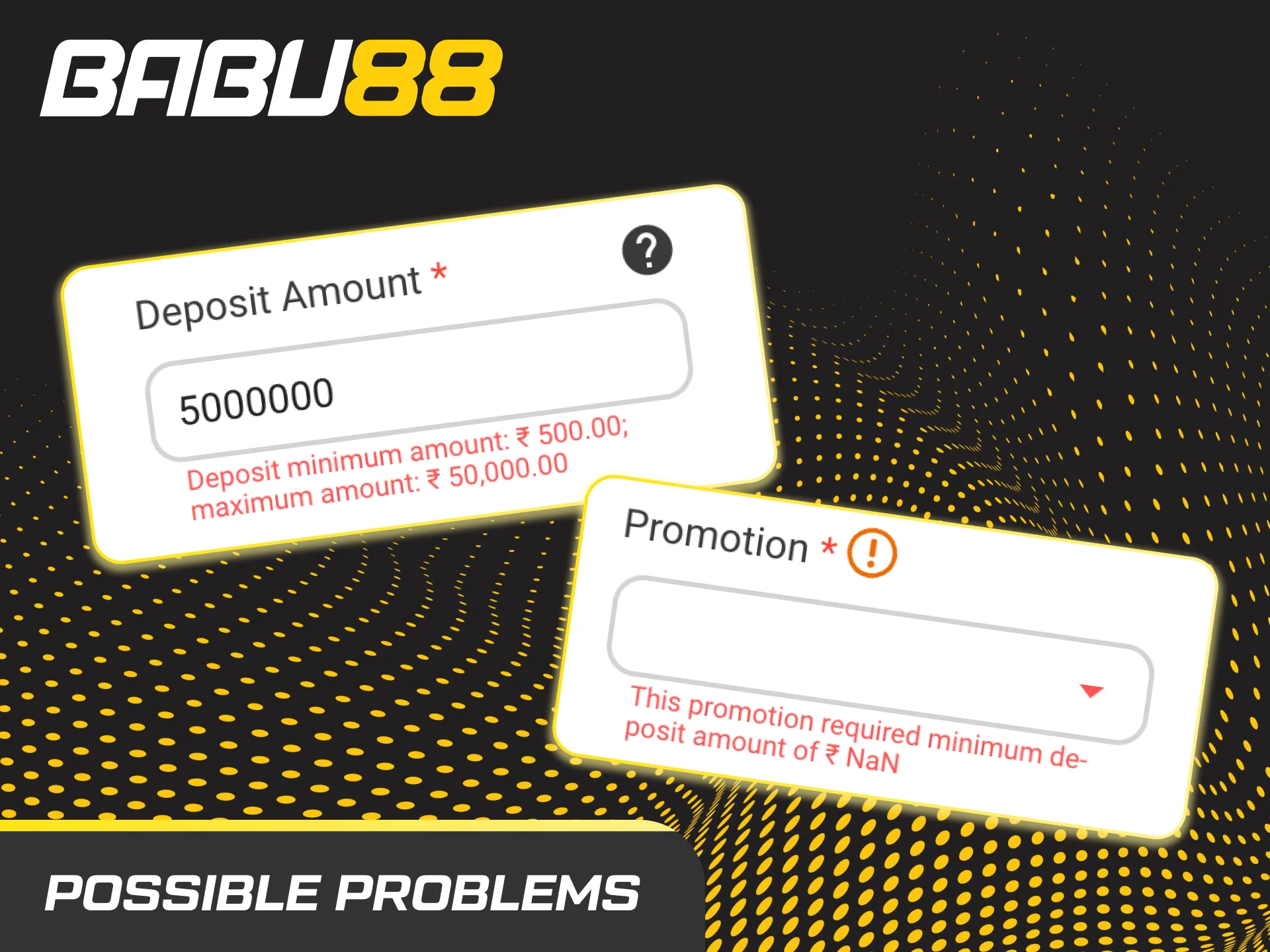 Possible deposit problems and fixes: UPI not received, wrong VPA, limits exceeded, wrong crypto network, KYC pending.