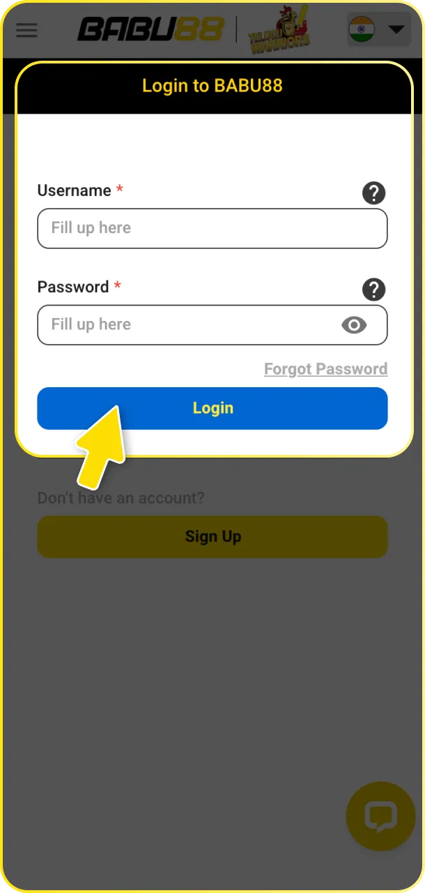 Log in or register through the app to bet on esports.