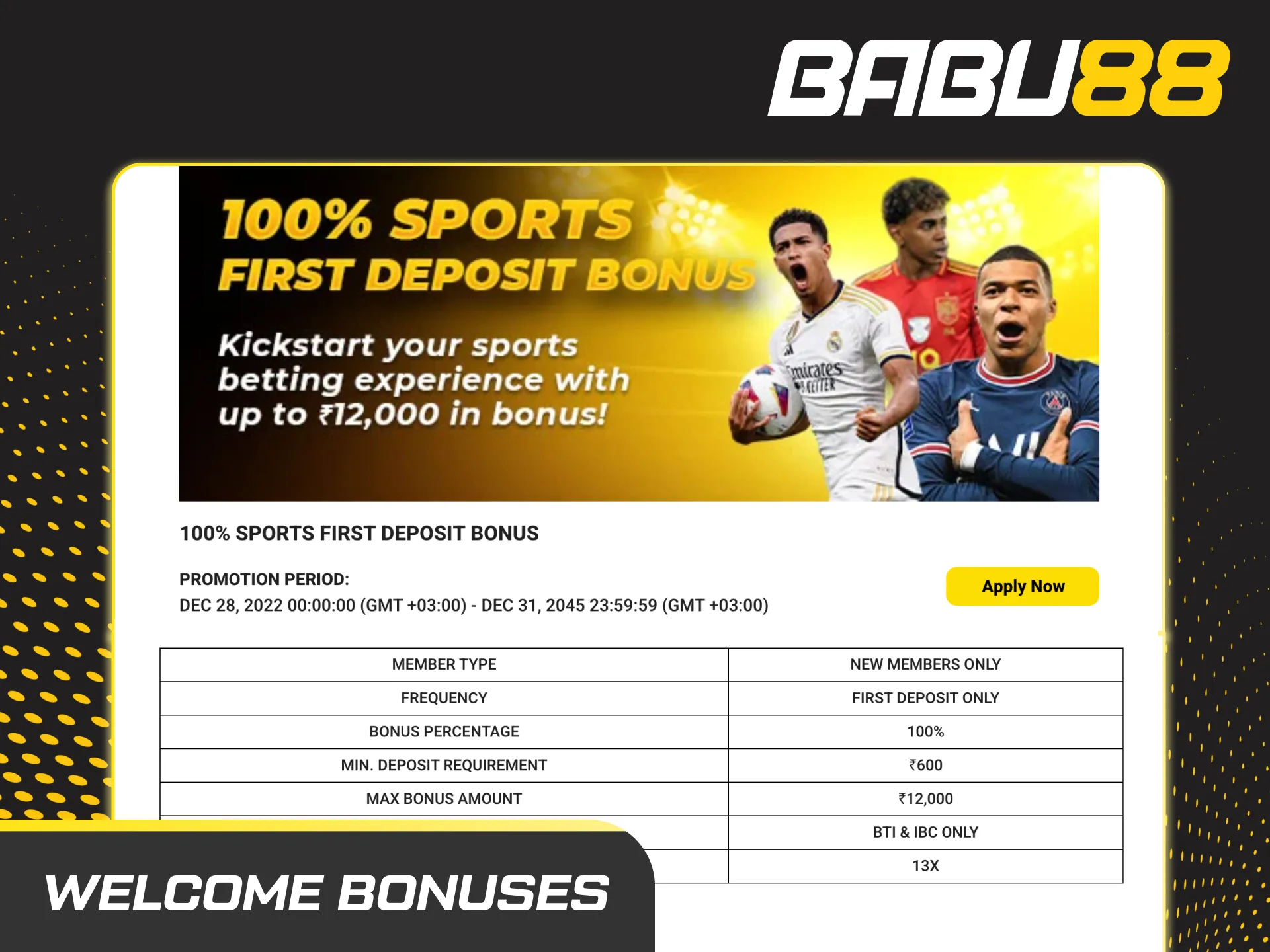 Babu88 Formula 1 betting welcome bonus banner: matched first deposit, opt in on deposit; wagering requirements apply.