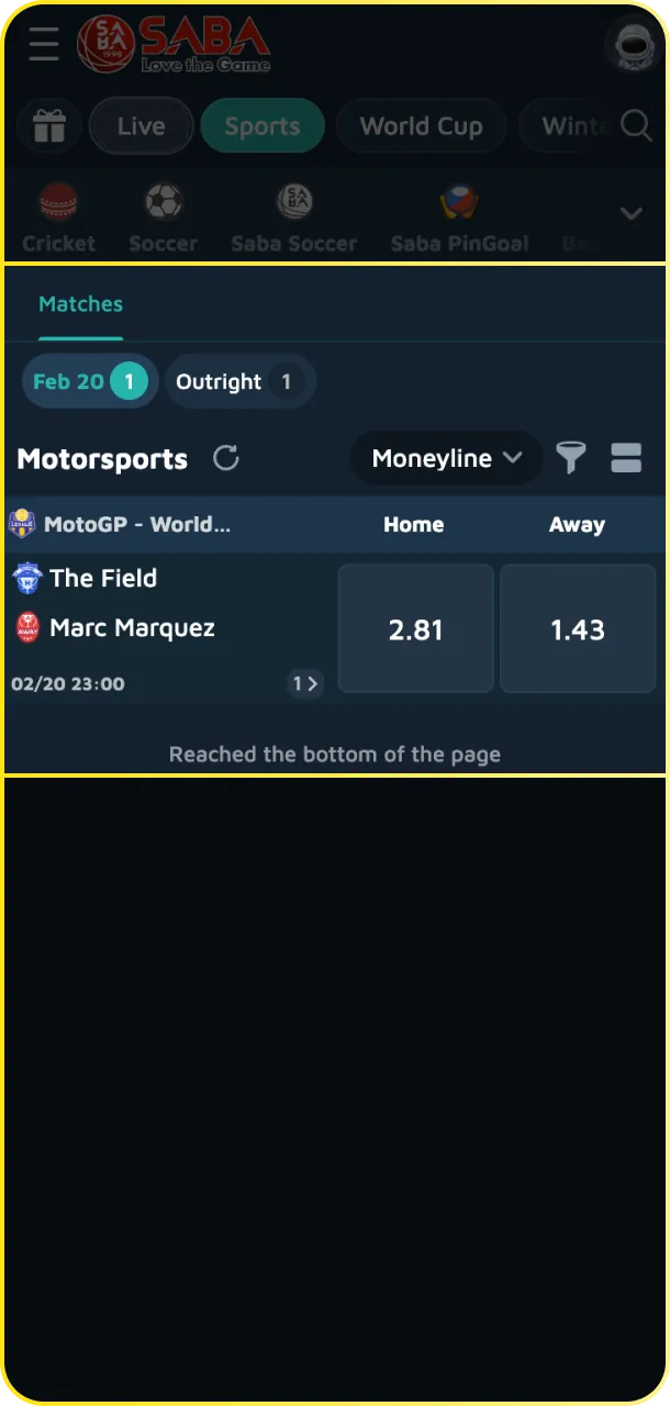 Select markets like race winner or fastest lap for Formula 1 at Babu88.