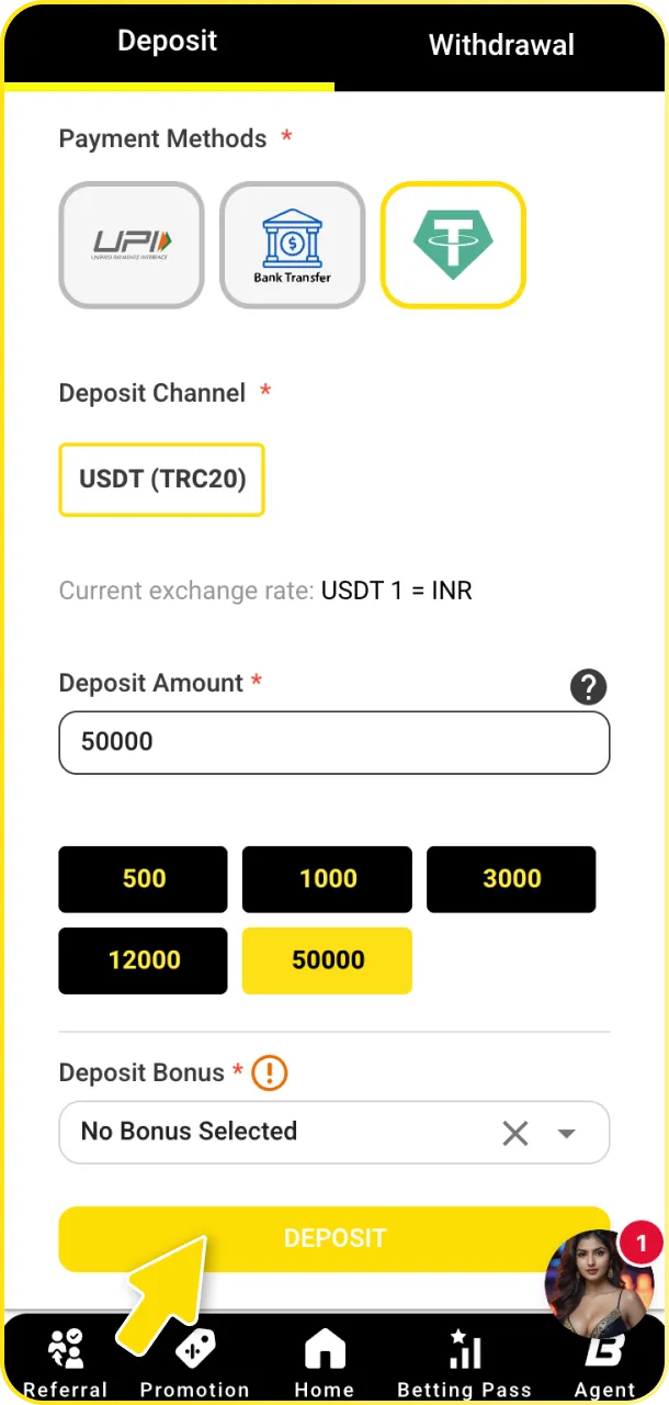 Deposit funds into your Babu88 account to bet on football matches.