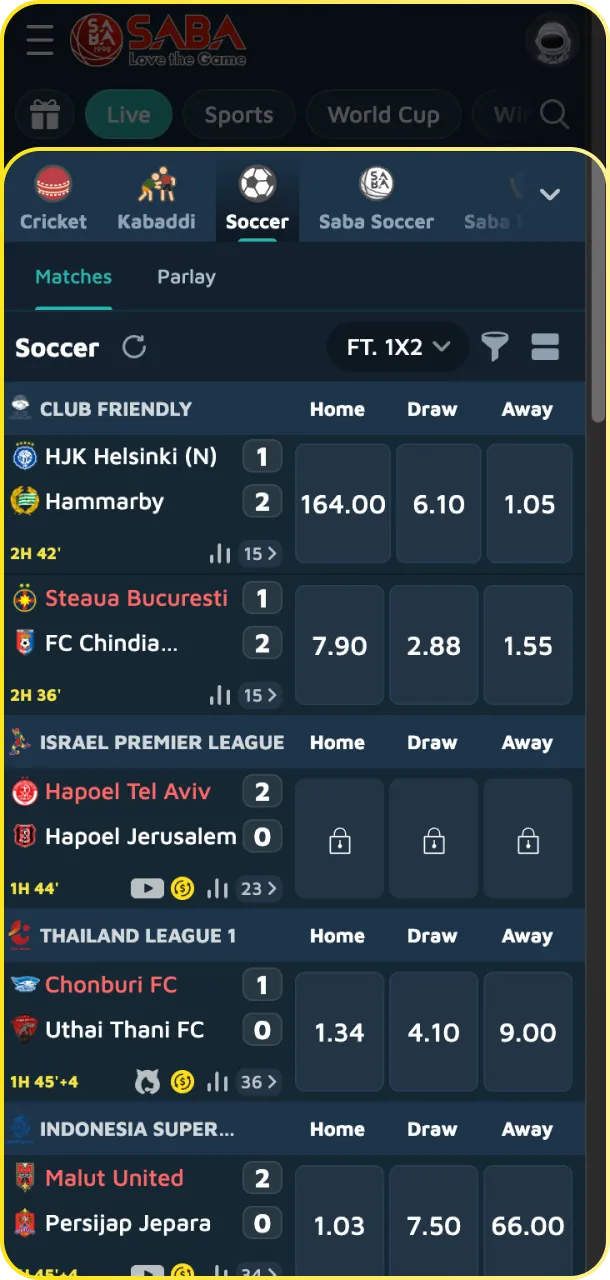 Pick a match and market to find the best football odds.