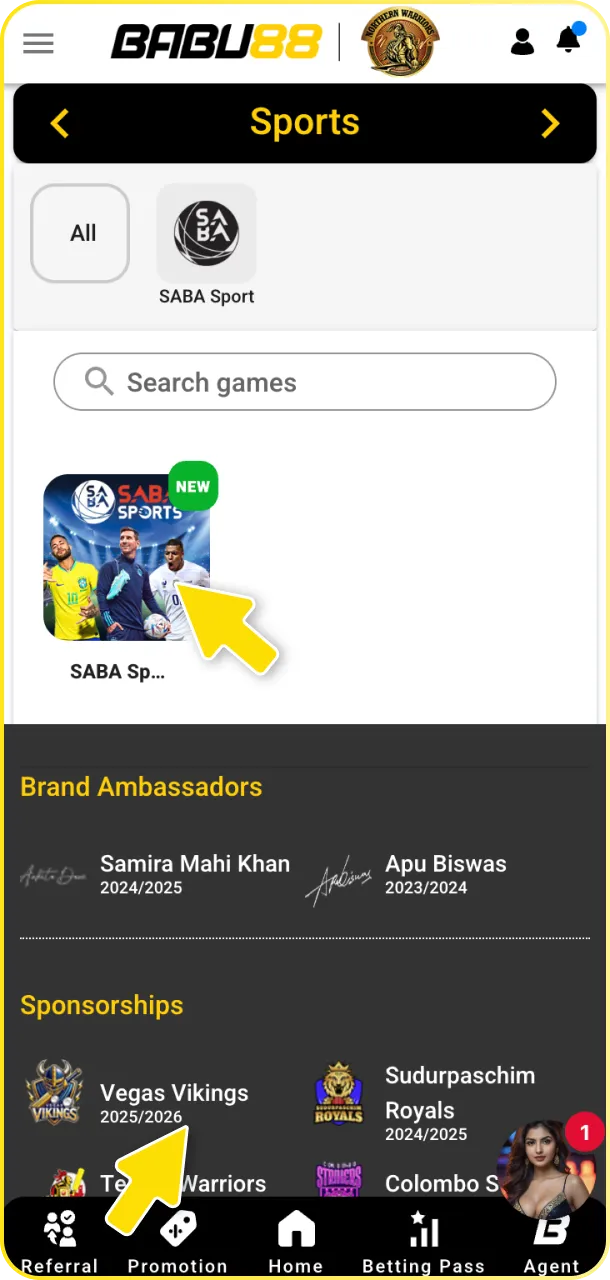 Select football from Babu88 sports to see all active league fixtures.