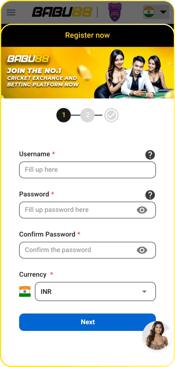 Sign up and set INR as currency for Babu88 ice hockey.