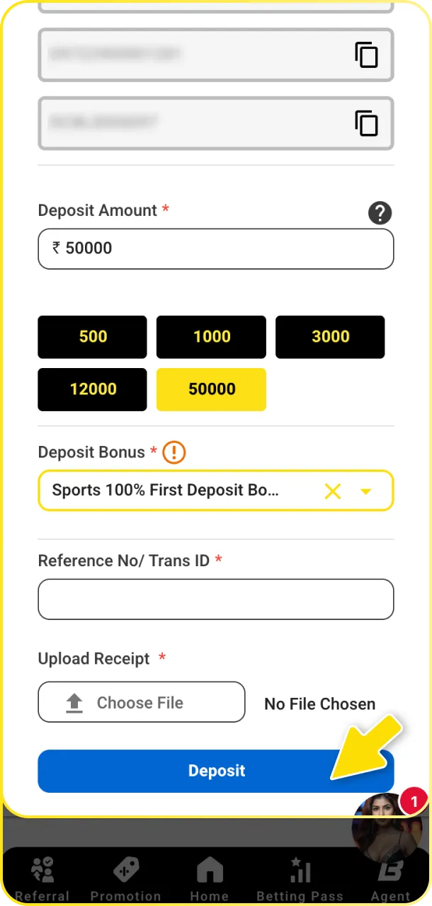 Deposit funds into your account to bet on League of Legends matches.