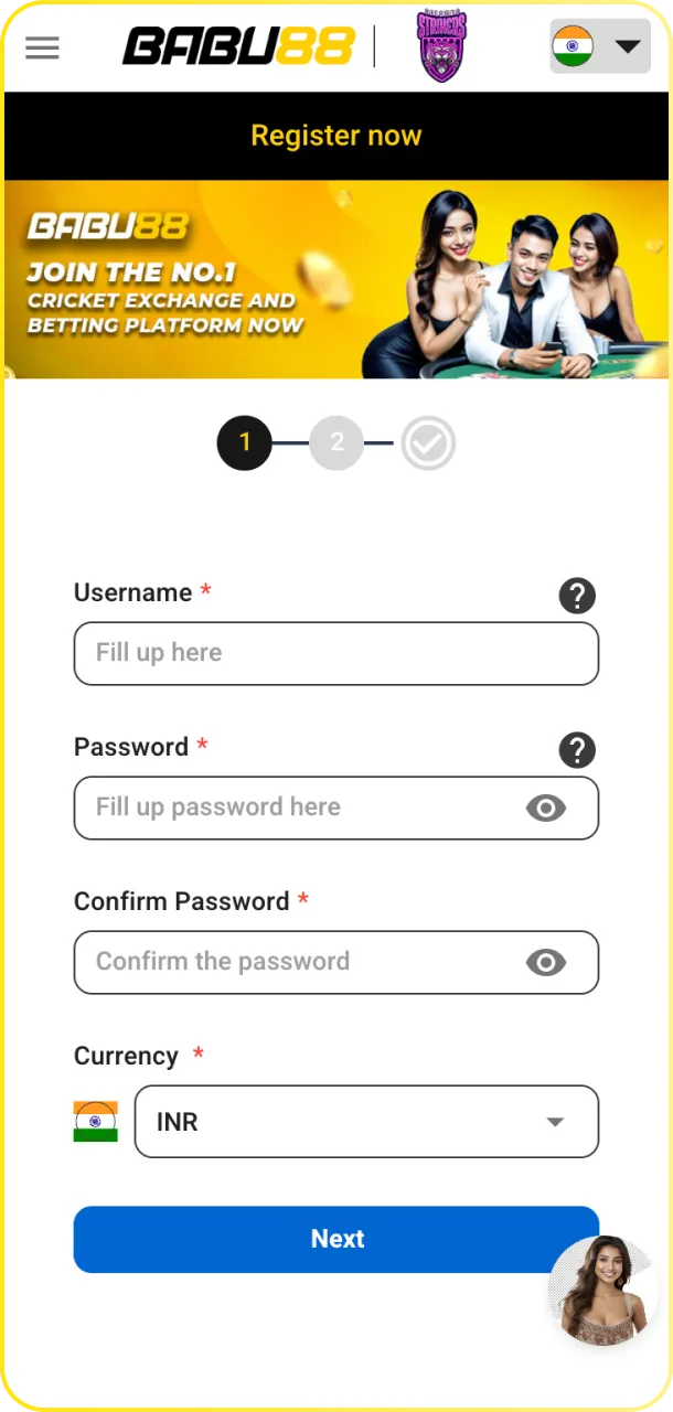 Complete the registration form at Babu88 India to unlock all member benefits.