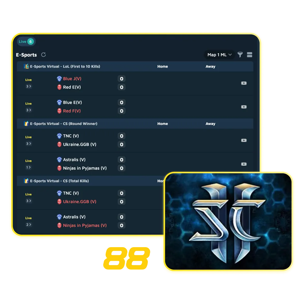 Babu88 StarCraft II betting in India: 1v1 esports, INR odds, pre/live bets, 100% bonus up to ₹12,000, mobile app, global cups.