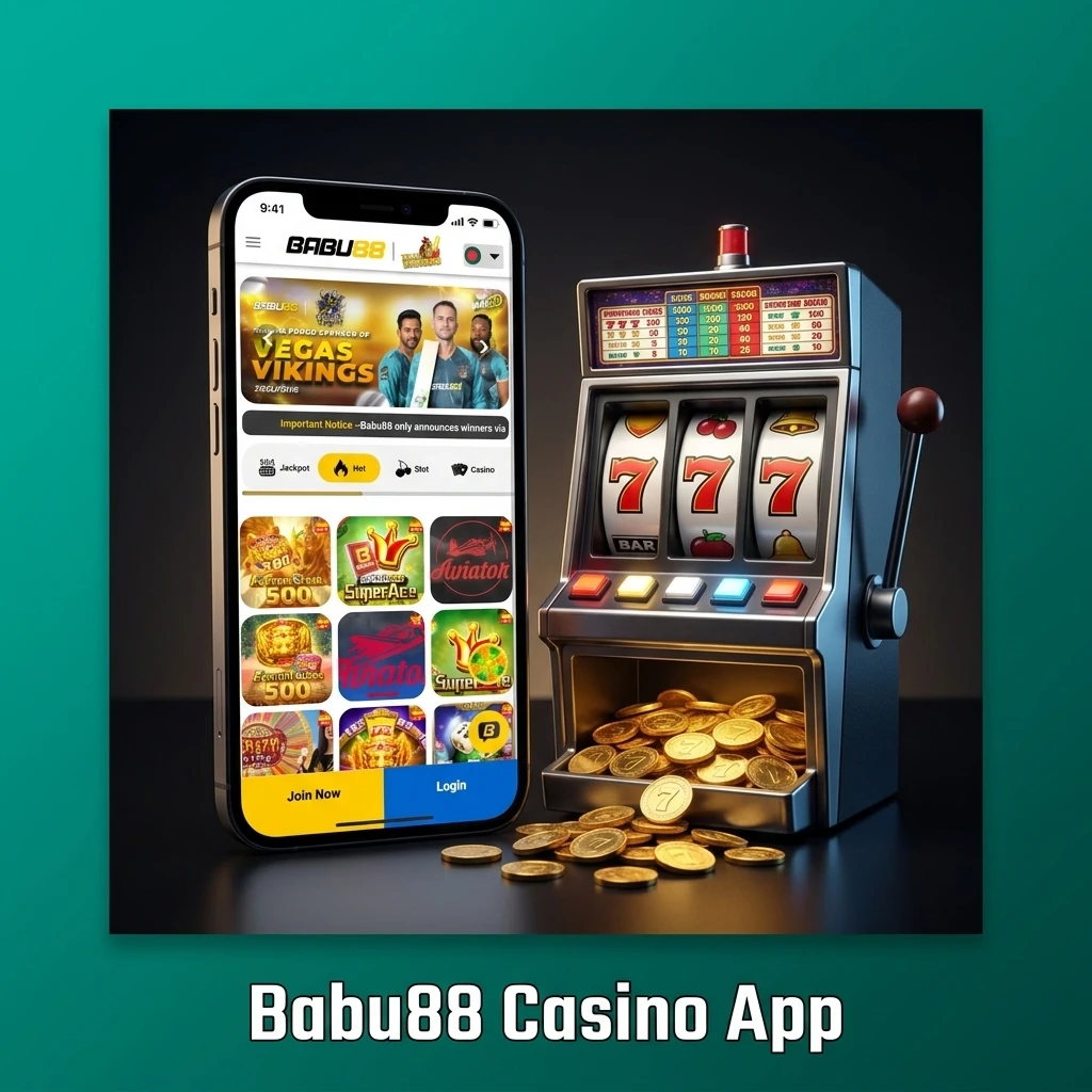 Babu88 Casino App showing slots, live dealer games, Blackjack, Roulette, Baccarat and Andar Bahar in one place
