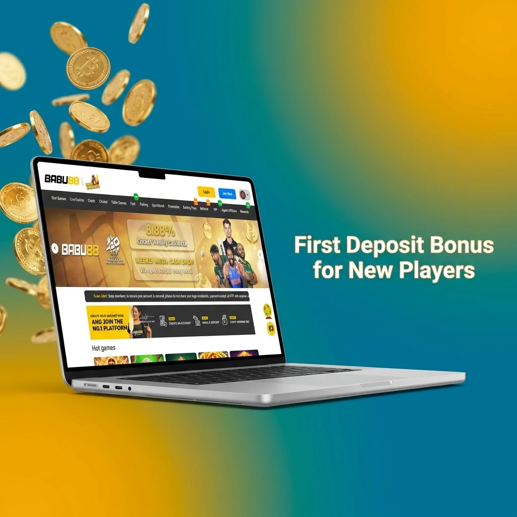 Babu88 first deposit bonus offering 100% match up to ₹20,000 for new players on sports and live casino