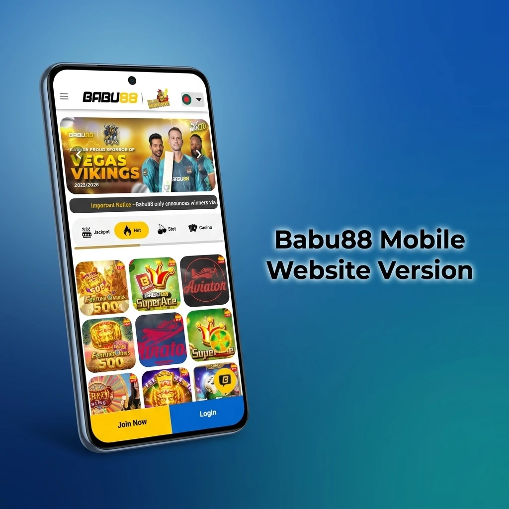 Babu88 mobile website version accessible on smartphones and tablets with sports betting, live casino, deposits and withdrawals