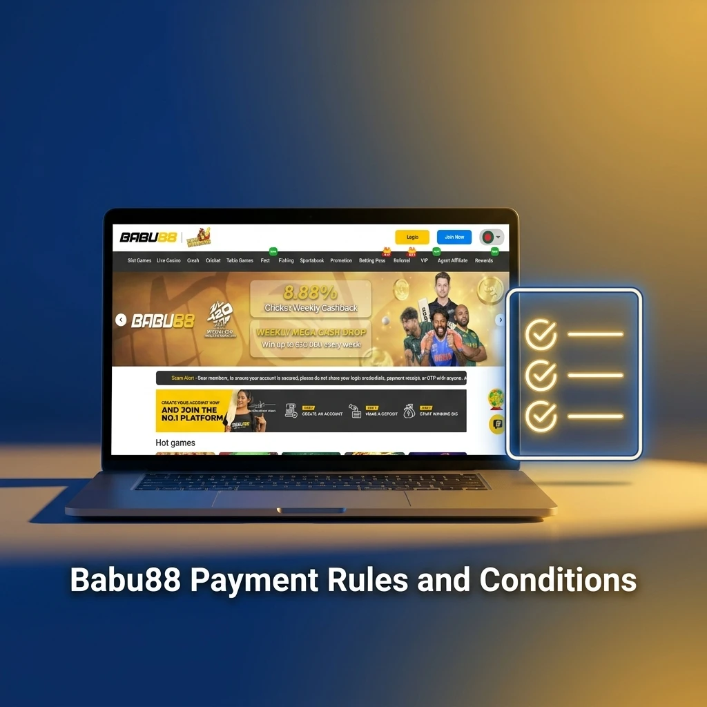 Babu88 payment rules covering identity verification, one account policy, bonus wagering, and withdrawal review conditions