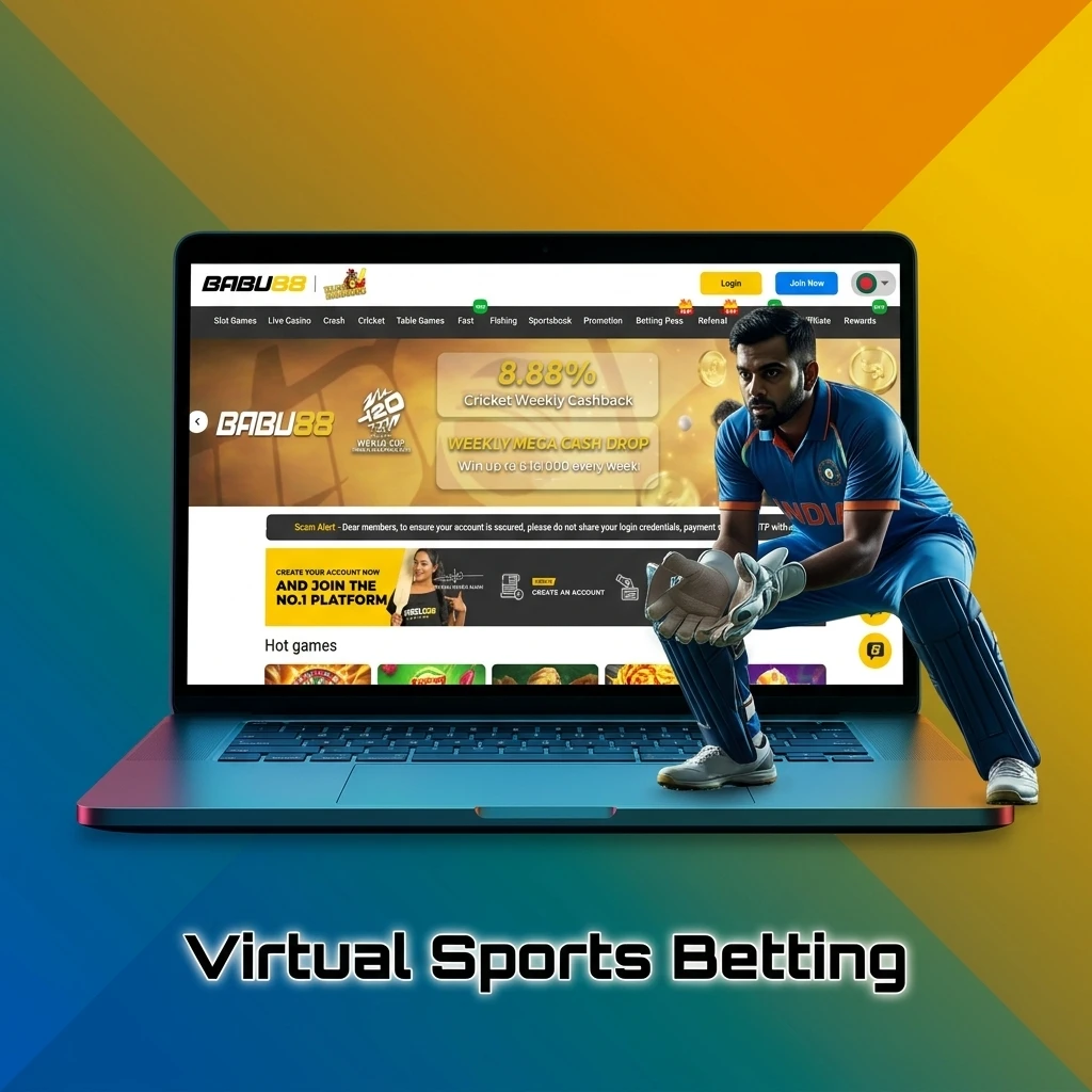 Virtual sports betting on Babu88 with cricket, football, horse racing and basketball simulated 24/7 for Indian players