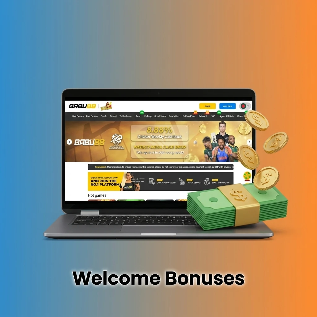 Welcome bonuses table for new players in India showing sports and live casino offers with match rates and INR limits